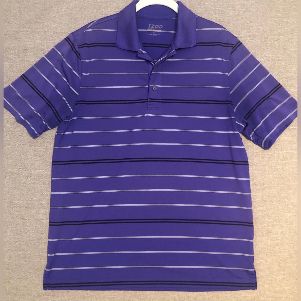 IZOD Polo SS Purple Striped Men’s Size M
